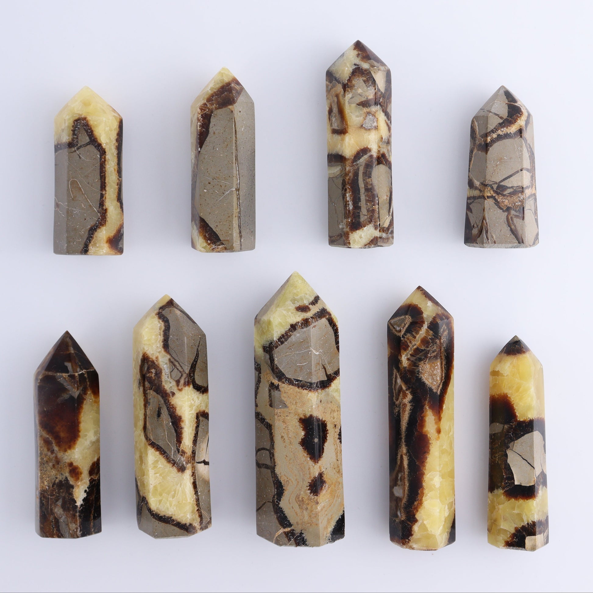 Septarian Towers Set of 9 - Expert Wholesale and Supplier of Wholesale Crystals & Bulk Gemstones, ["Madagascar","Septarian","Towers"]