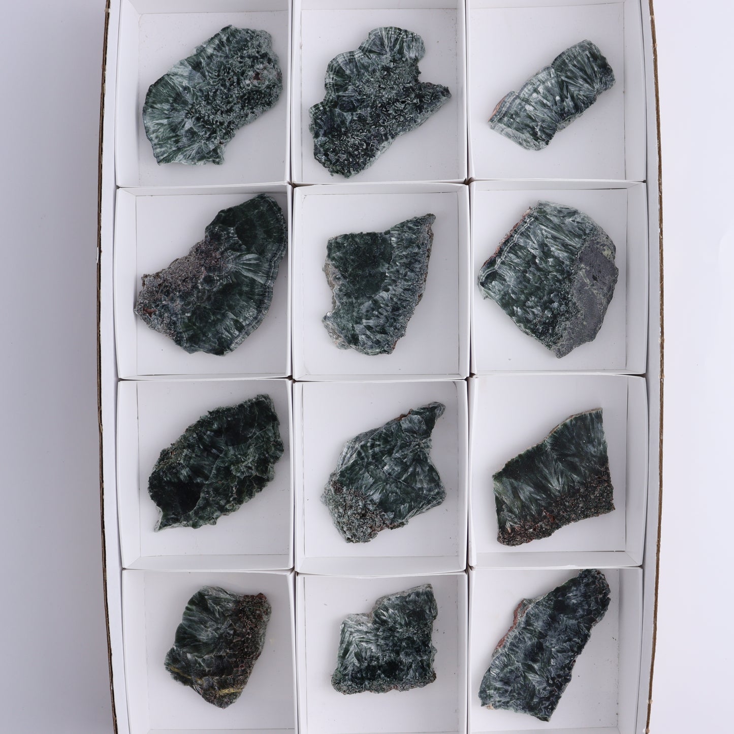 Seraphinite Slices Set of 12 - Expert Wholesale and Supplier of Wholesale Crystals & Bulk Gemstones, ["Seraphinite","Slices and Slabs"]