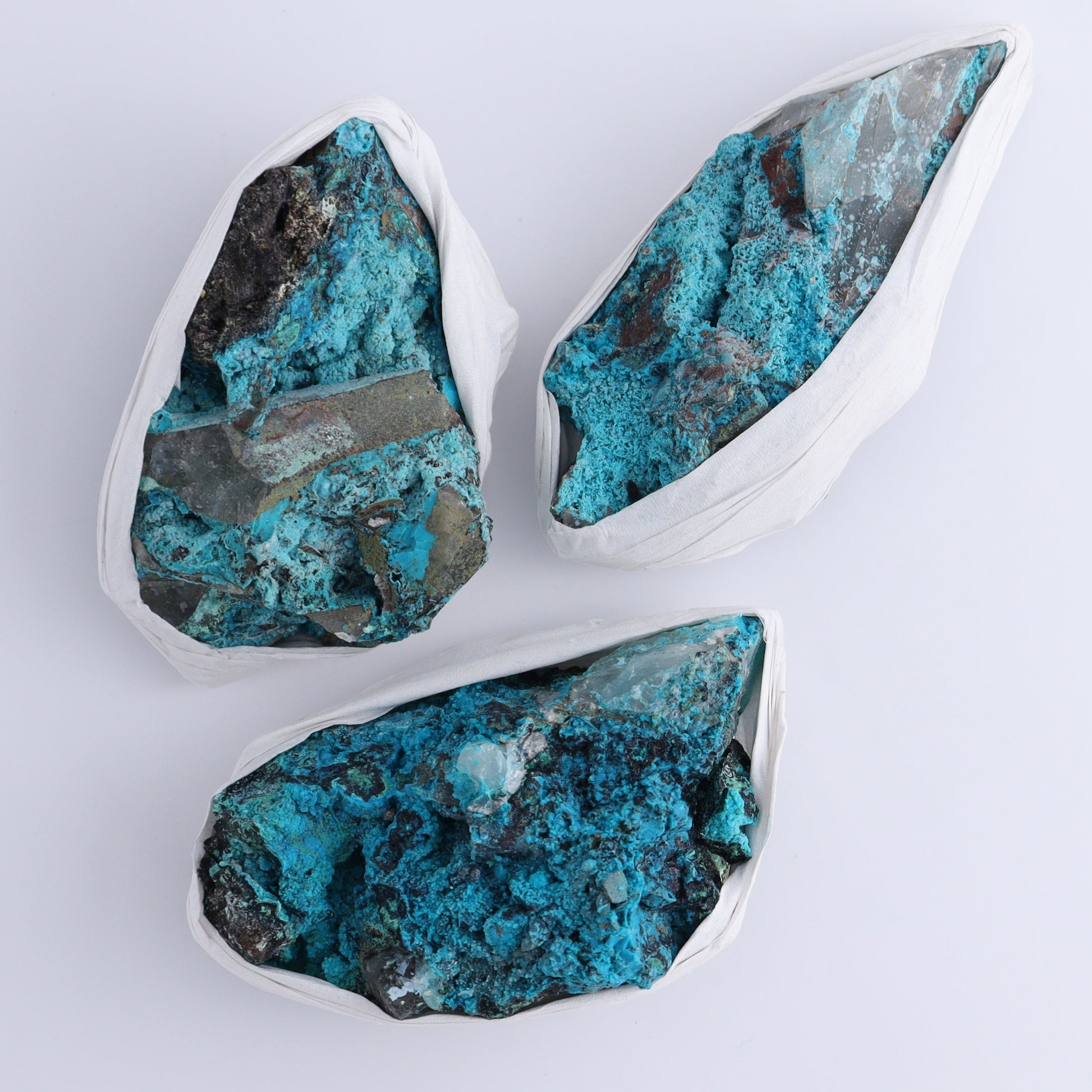 Chrysocolla with Quartz Roughs Set of 6 - Expert Wholesale and Supplier of Wholesale Crystals & Bulk Gemstones, ["Chrysocolla","Flats","Freeforms","Peru","Rough"]