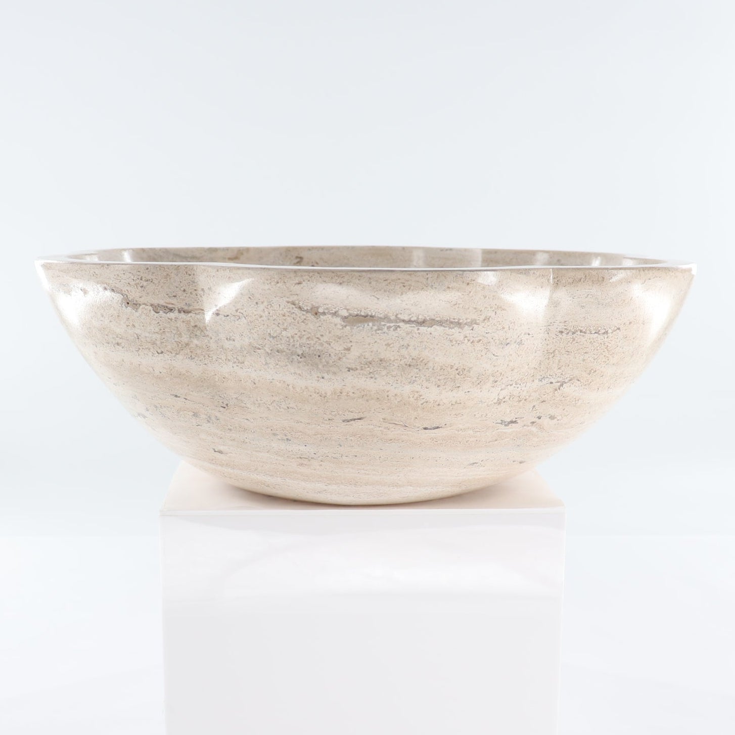 Mexican Travertine Scalloped Sink Bowl - Expert Wholesale and Supplier of Wholesale Crystals & Bulk Gemstones, ["Bowls","Mexico","Sink Bowl","Travertine"]