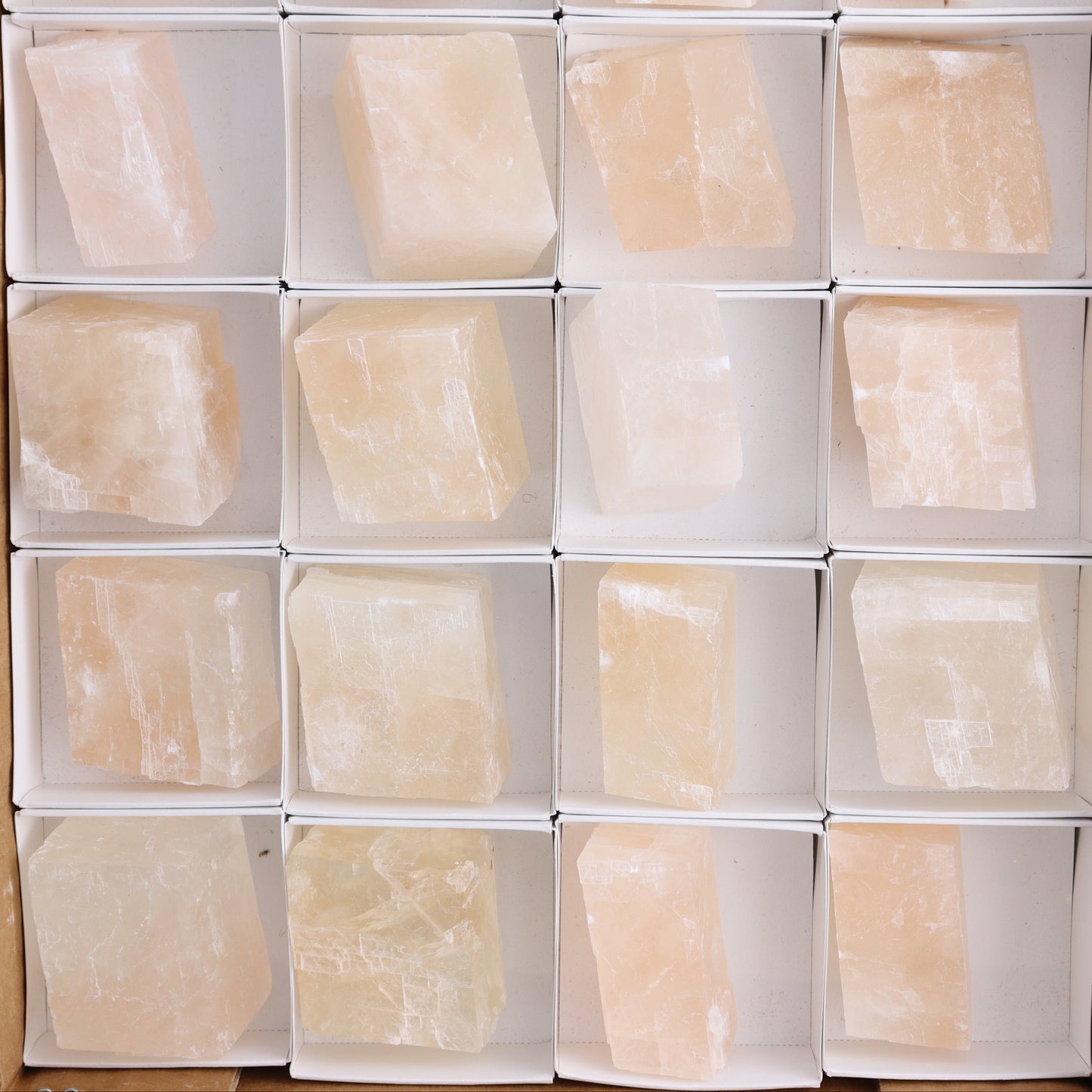 Pink Optical Calcite (Fluorescent) Set of 24 - Expert Wholesale and Supplier of Wholesale Crystals & Bulk Gemstones, ["Calcite","Mexico","Optical Calcite"]