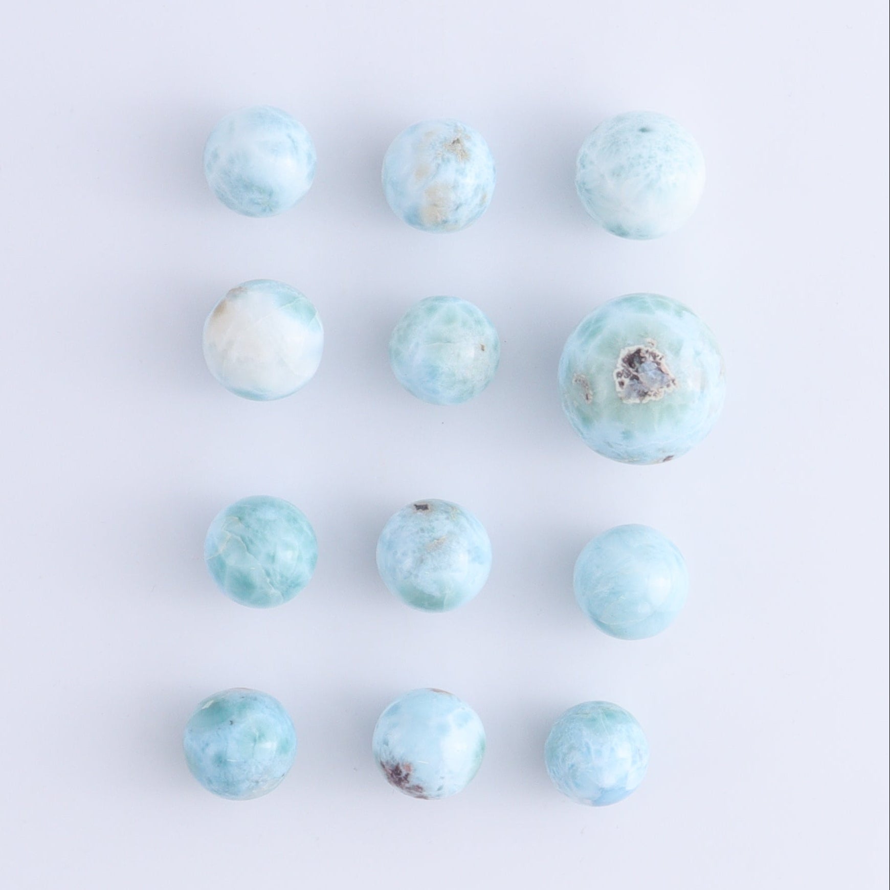Larmiar Spheres Set of 12 - Expert Wholesale and Supplier of Wholesale Crystals & Bulk Gemstones, ["Larimar","Spheres"]