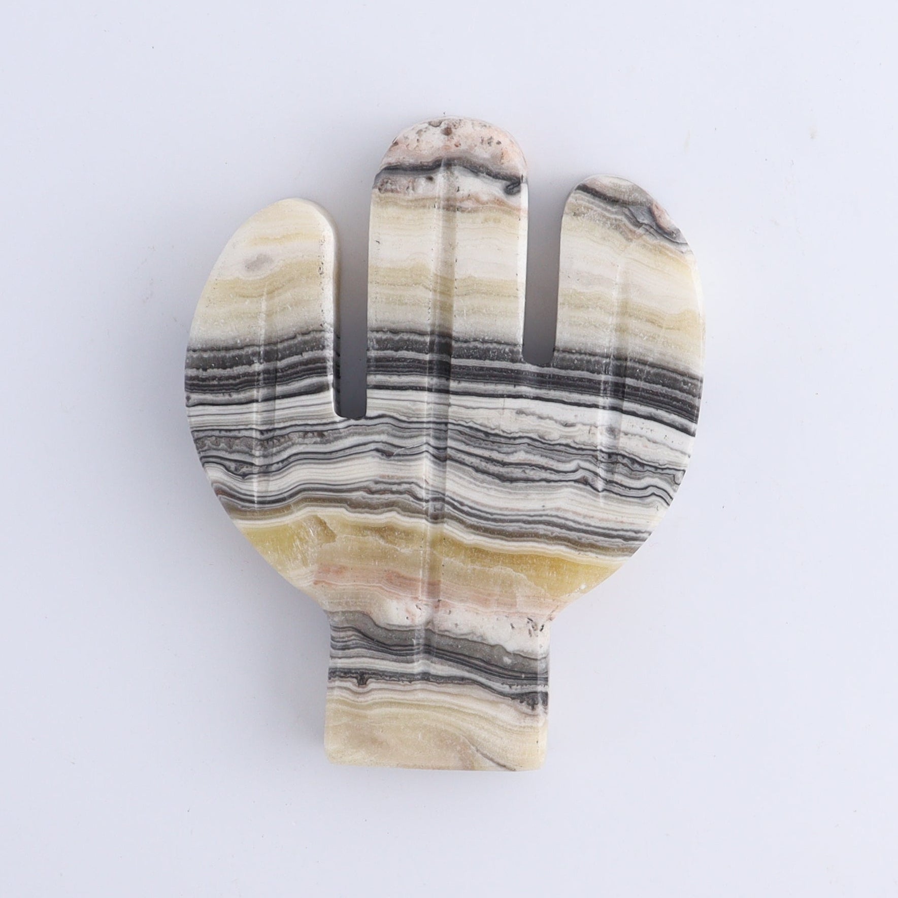 One Cactus Mexican Onyx/Calcite Black & Yellow Zebra 12 cm - Expert Wholesale and Supplier of Wholesale Crystals & Bulk Gemstones, ["Cactus","Calcite","Catalog Onyx","Mexico","onyx"]