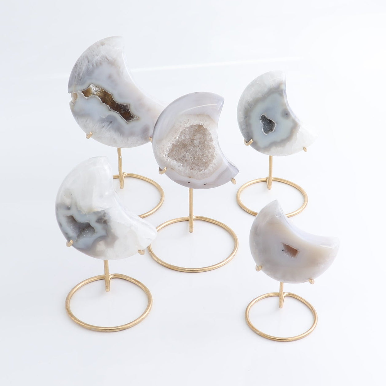 Agate Moons with Stand Set of 5