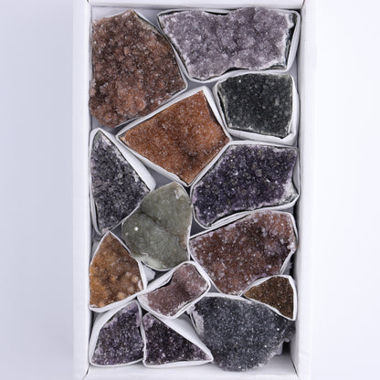 Uruguay Rainbow Amethyst Clusters Flat of 14