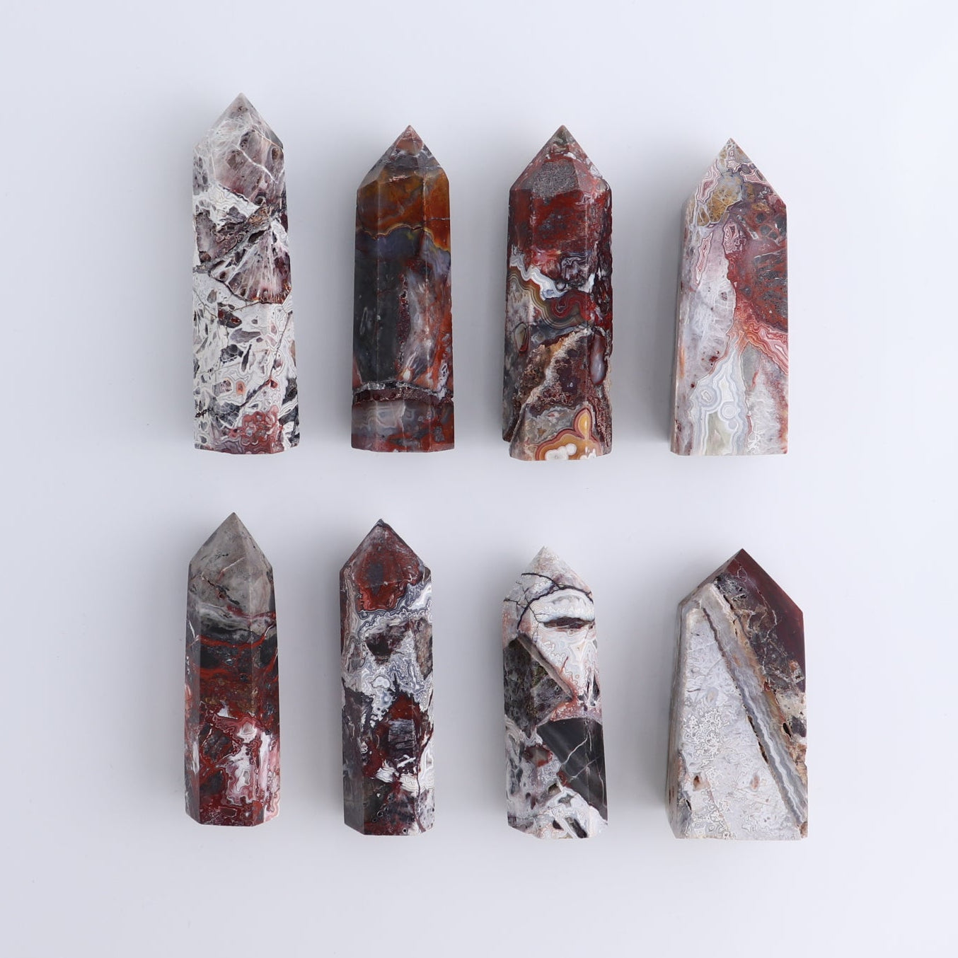 Crazy Lace Agate Towers Set of 8