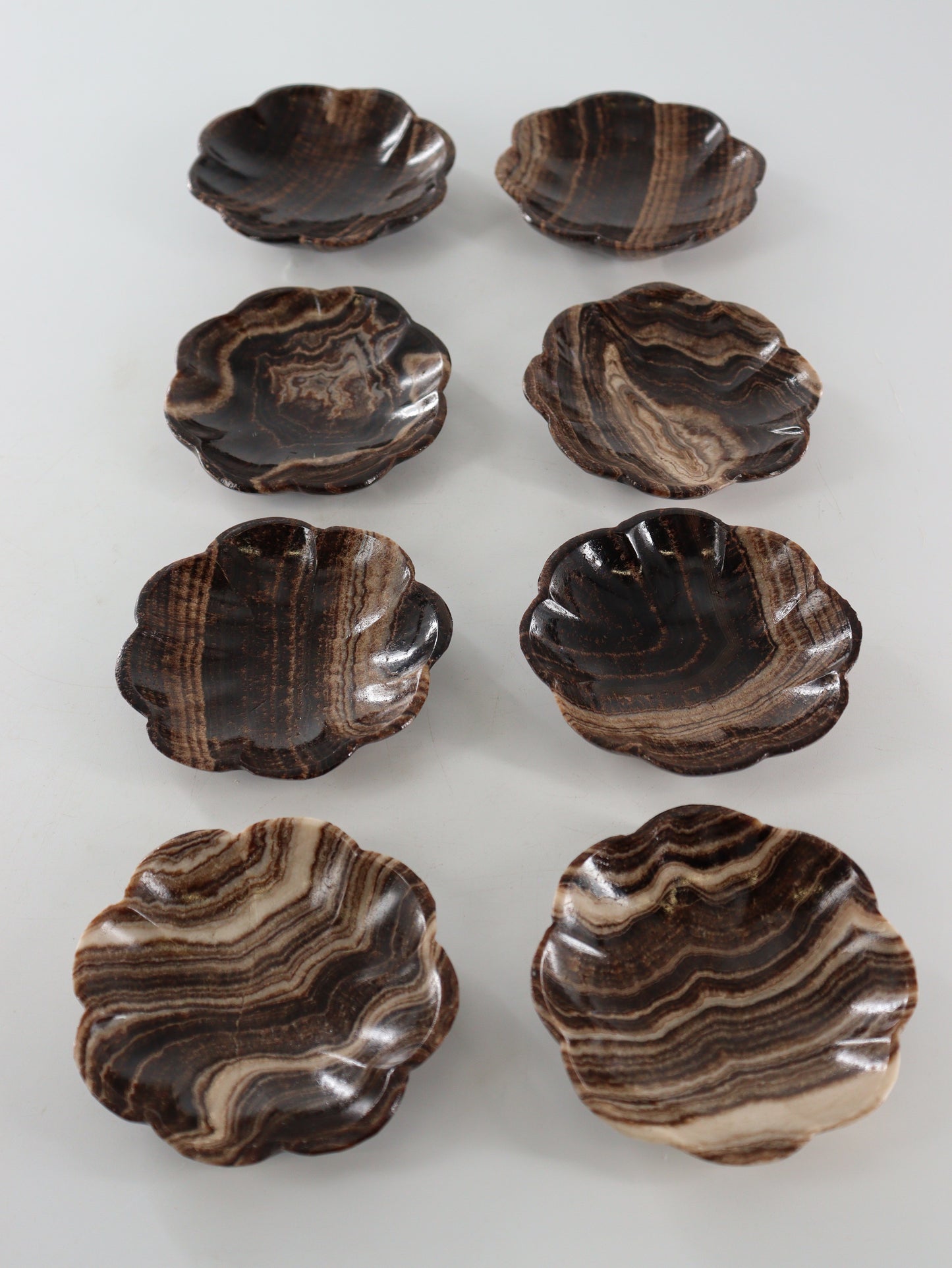 Chocolate Onyx Flower Dishes Set of 8