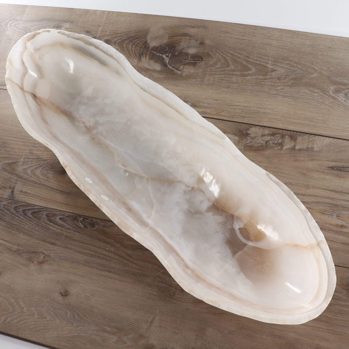 Mexican Onyx/Calcite Canoe Bowl 28"