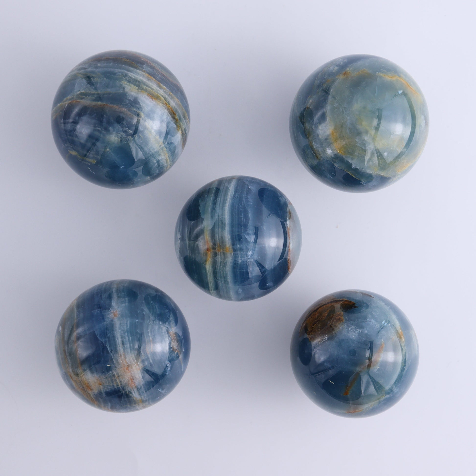 Blue Onyx Spheres Set of 5 - Expert Wholesale and Supplier of Wholesale Crystals & Bulk Gemstones, ["Argentina","Blue Onyx","onyx","Spheres"]