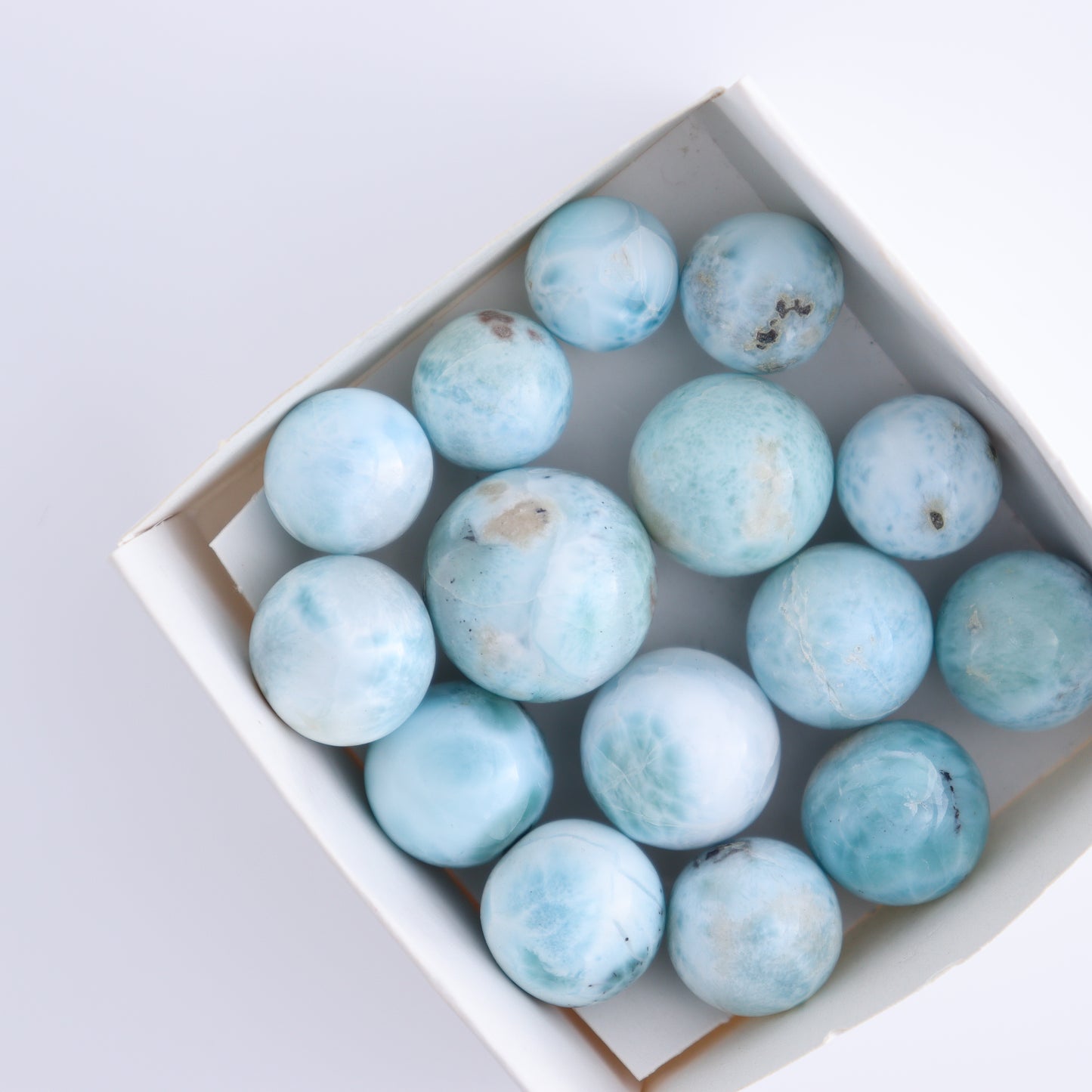 Larimar Spheres Set of 15 - Expert Wholesale and Supplier of Wholesale Crystals & Bulk Gemstones, ["Larimar","Spheres"]