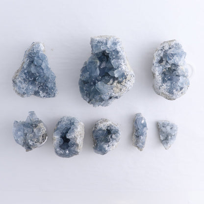 Celestite Clusters Set of 8