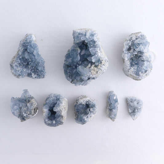 Celestite Clusters Set of 8