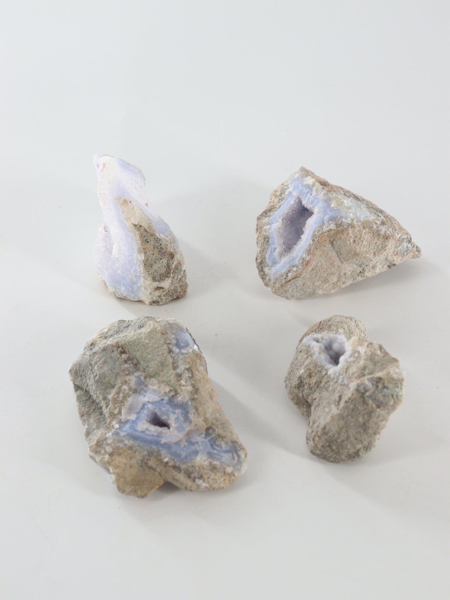 Blue Lace Agate Clusters Set of 4 - Expert Wholesale and Supplier of Wholesale Crystals & Bulk Gemstones, ["Agate","Blue Lace Agate","close_70"]