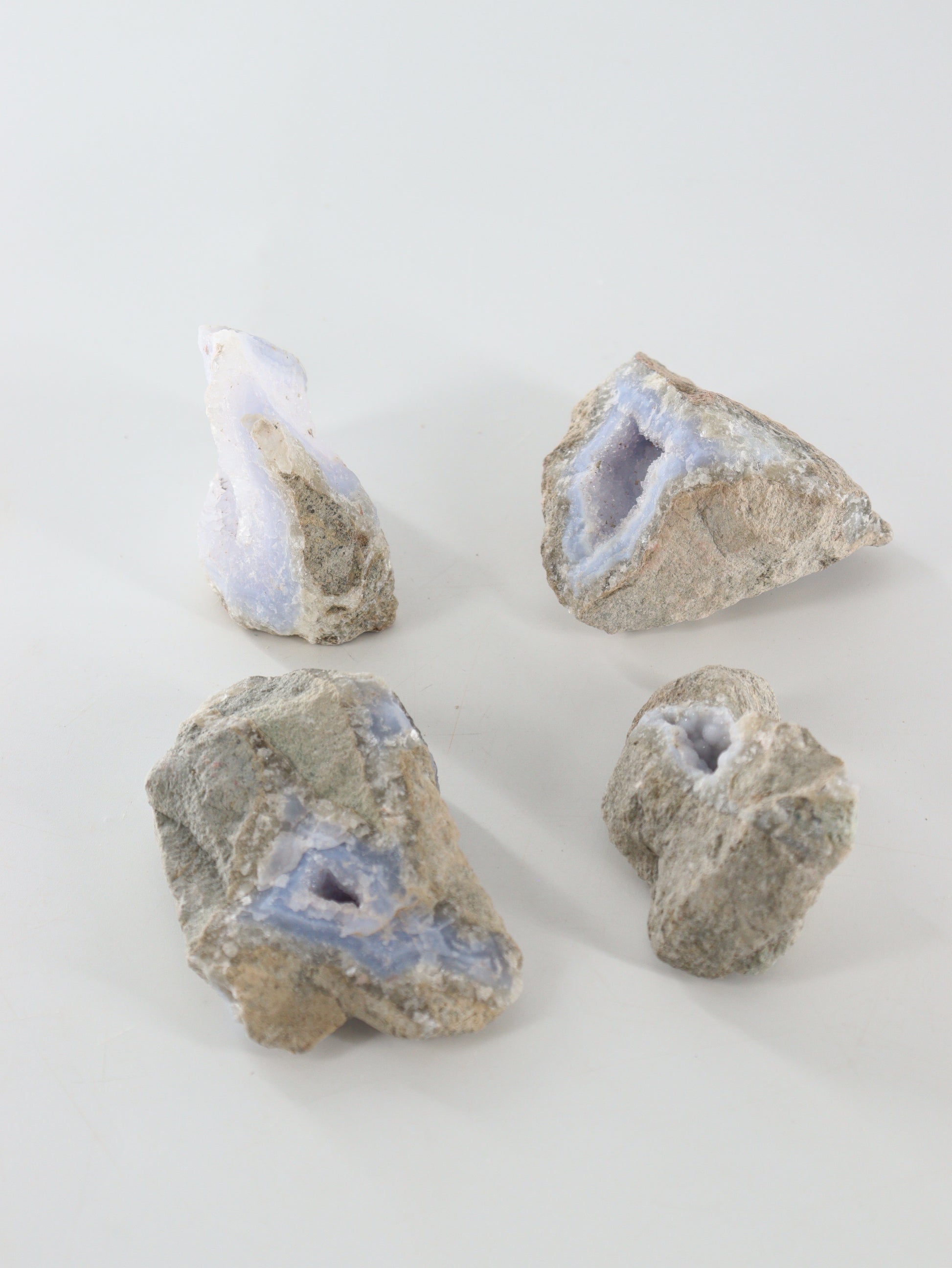 Blue Lace Agate Clusters Set of 4 - Expert Wholesale and Supplier of Wholesale Crystals & Bulk Gemstones, ["Agate","Blue Lace Agate","close_70"]