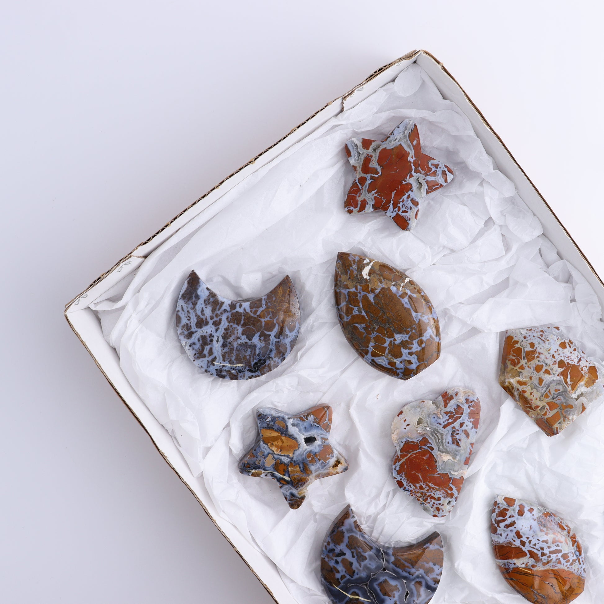 Brecciated Jasper Moons, Stars, Towers, Clouds, and Flames Set of 10 - Expert Wholesale and Supplier of Wholesale Crystals & Bulk Gemstones, ["Brecciated Jasper","Clouds","flames","Indonesia","moons","stars","Towers"]