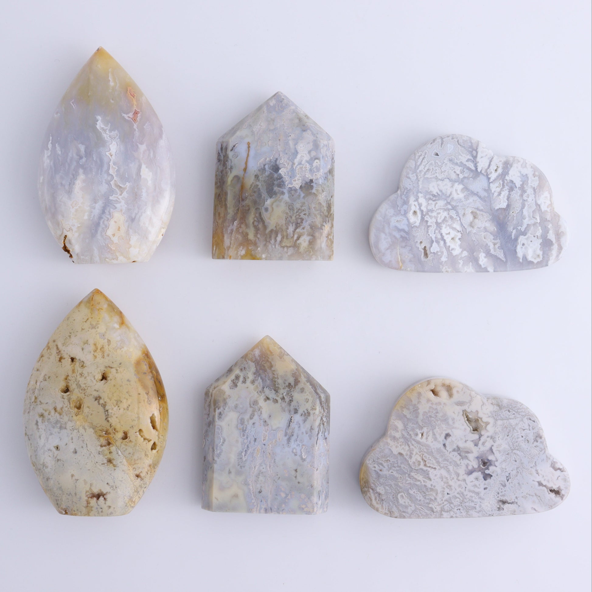 Agate Clouds,  Flames and Towers Set of 6 - Expert Wholesale and Supplier of Wholesale Crystals & Bulk Gemstones, ["Agate","Clouds","flames","Towers"]