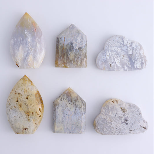 Agate Clouds,  Flames and Towers Set of 6 - Expert Wholesale and Supplier of Wholesale Crystals & Bulk Gemstones, ["Agate","Clouds","flames","Towers"]