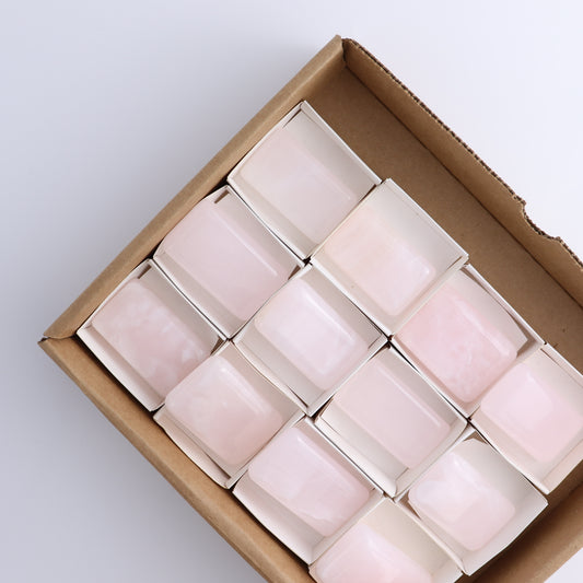 Pink Mangano Calcite Rectangles Set of 12 - Expert Wholesale and Supplier of Wholesale Crystals & Bulk Gemstones, ["Pink Calcite"]