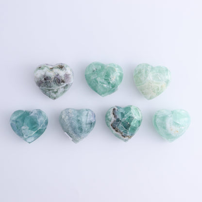 Fluorite Hearts Set of 7 - Expert Wholesale and Supplier of Wholesale Crystals & Bulk Gemstones, ["Fluorite","Hearts","Mexico"]
