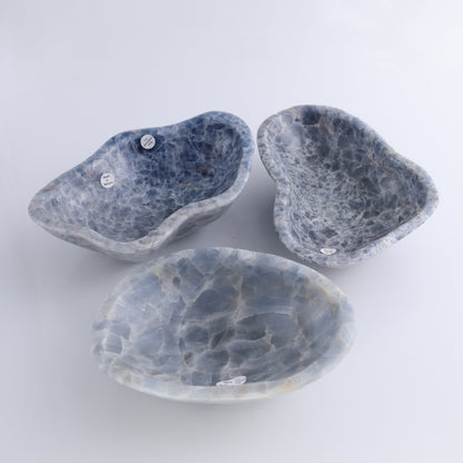 Blue Calcite Bowls Set of 3 - Expert Wholesale and Supplier of Wholesale Crystals & Bulk Gemstones, ["Blue Calcite","bowl","Bowls","Calcite","Mexico"]