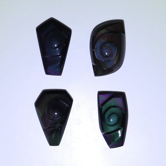 Rainbow Obsidian Cabs Set of 4