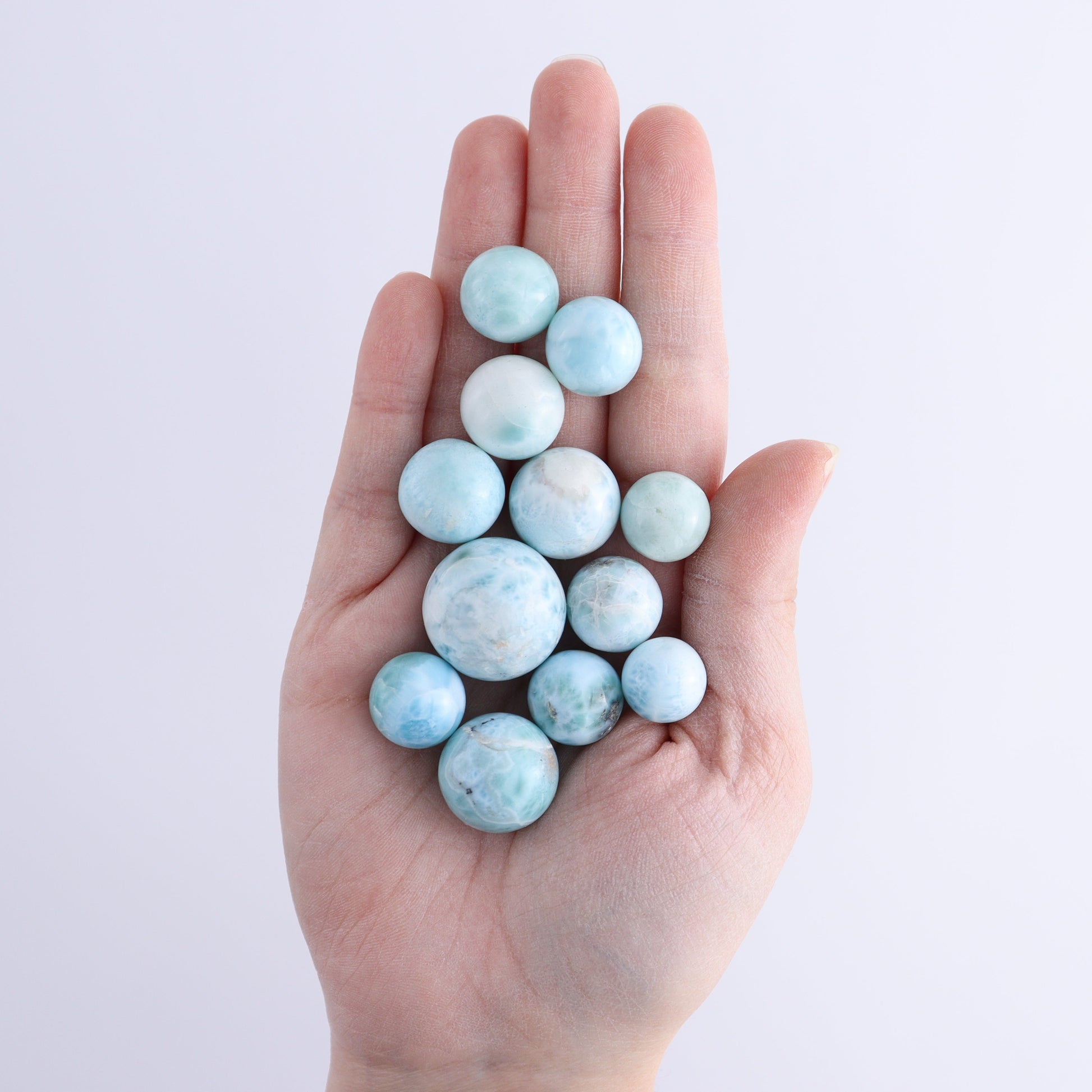 Larmiar Spheres Set of 12 - Expert Wholesale and Supplier of Wholesale Crystals & Bulk Gemstones, ["Larimar","Spheres"]