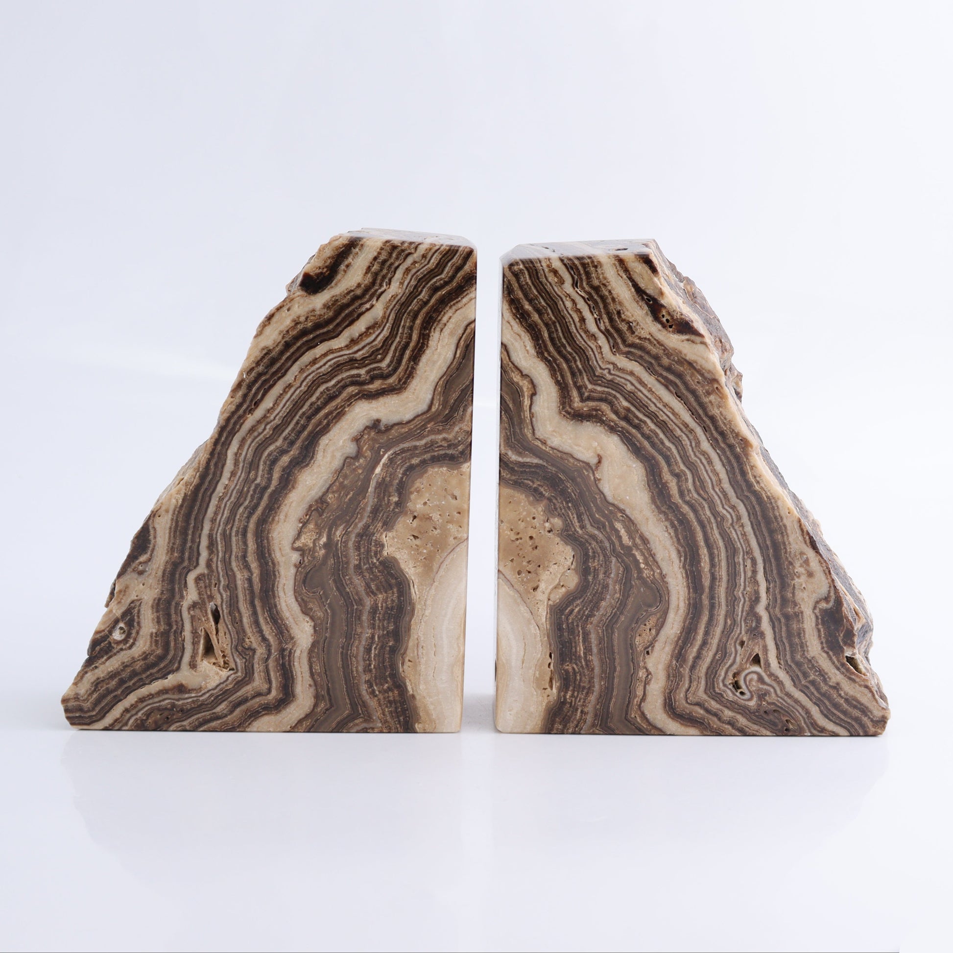 One Pair of Mexican Onyx/Calcite Chocolate Rough Bookends - Expert Wholesale and Supplier of Wholesale Crystals & Bulk Gemstones, ["Bookends","Calcite","Catalog Onyx","Mexico","onyx"]