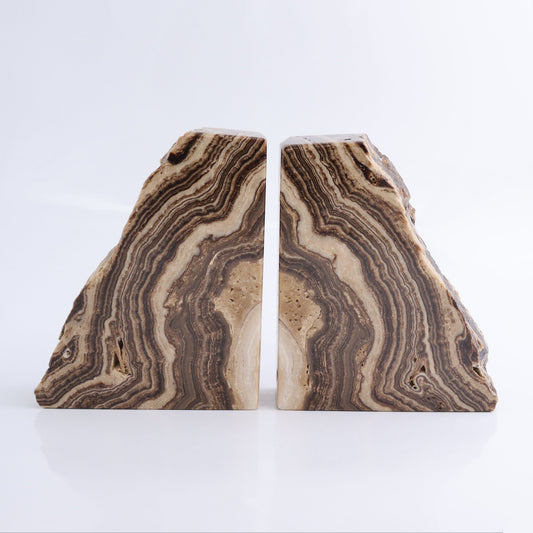 One Pair of Mexican Onyx/Calcite Chocolate Rough Bookends - Expert Wholesale and Supplier of Wholesale Crystals & Bulk Gemstones, ["Bookends","Calcite","Catalog Onyx","Mexico","onyx"]