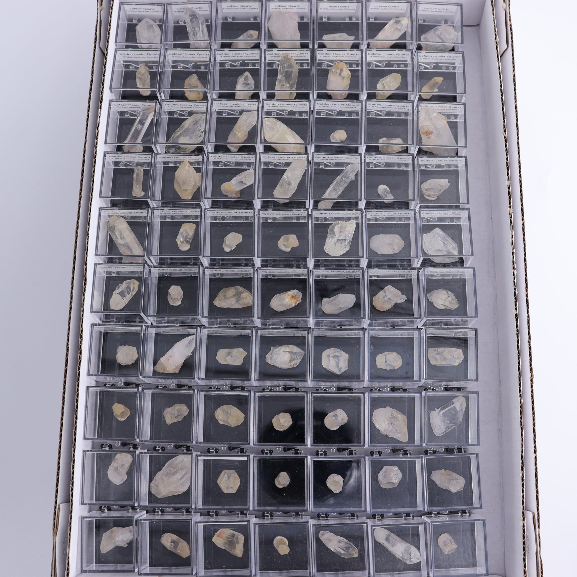 Golden Healer Quartz and Lithium Quartz Thumbnails Flat - Expert Wholesale and Supplier of Wholesale Crystals & Bulk Gemstones, ["close_70","Columbia","Golden Healer","Lithium Quartz","Quartz"]