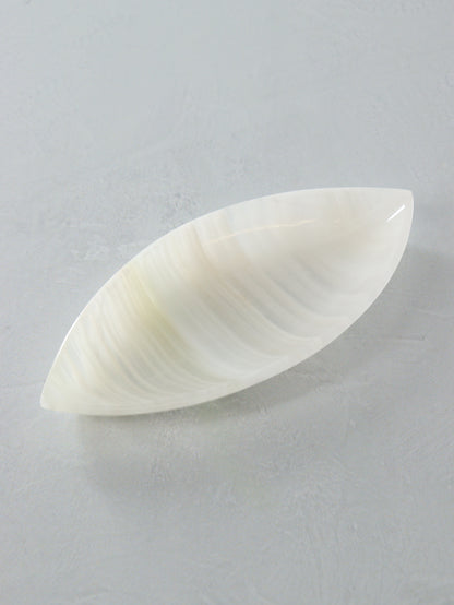 Large White Onyx Leaf Dishes Set of 6