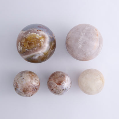 Flower Agate Spheres Set of 5 - Expert Wholesale and Supplier of Wholesale Crystals & Bulk Gemstones, ["Flower Agate","Madagascar","Spheres"]