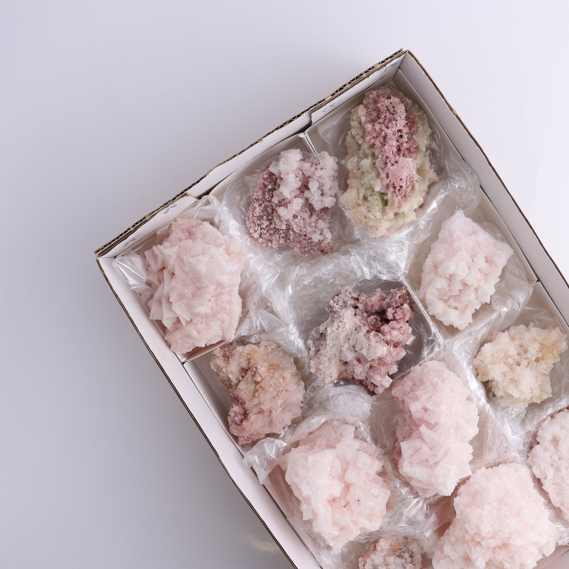 Pink Halite Set of 12 - Expert Wholesale and Supplier of Wholesale Crystals & Bulk Gemstones, ["Flats","Halite","Pink Halite","United States"]