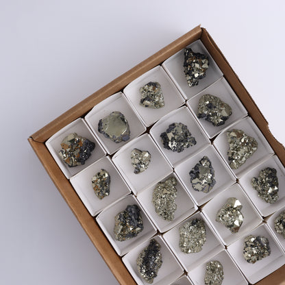 Octahedral Pyrite Clusters Set of 20 - Expert Wholesale and Supplier of Wholesale Crystals & Bulk Gemstones, ["Clusters","Octahedral Pyrite","Peru","Pyrite"]