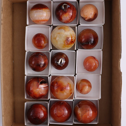 Carnelian Spheres Set of 15 - Expert Wholesale and Supplier of Wholesale Crystals & Bulk Gemstones, ["carnelian","close_30","flames","Madagascar"]