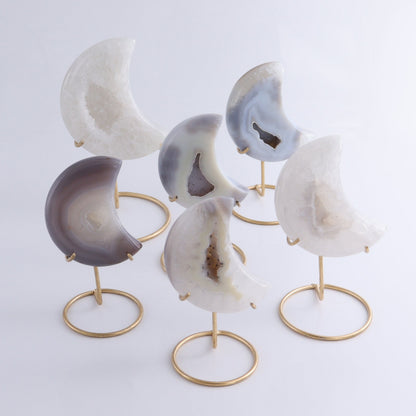 Agate Moons with Stand Set of 6 - Expert Wholesale and Supplier of Wholesale Crystals & Bulk Gemstones, ["Agate","Brazil","moons"]