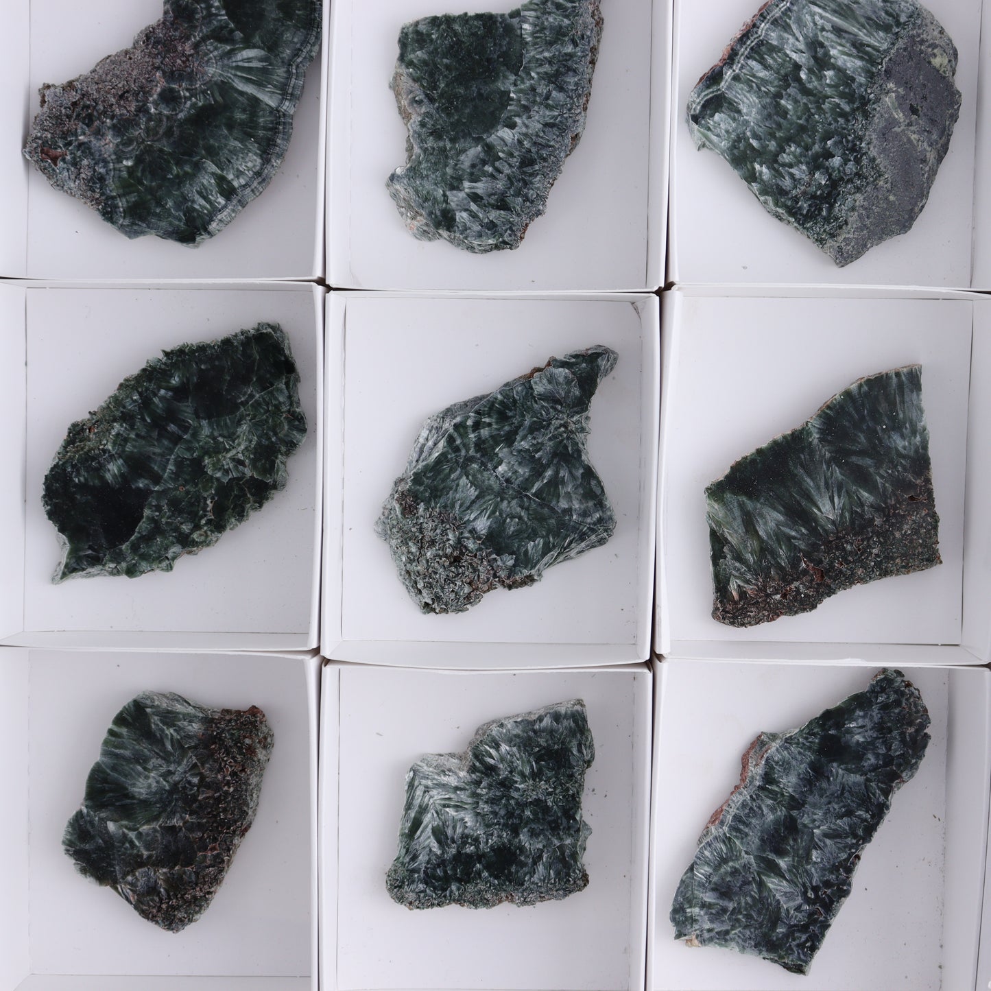 Seraphinite Slices Set of 12 - Expert Wholesale and Supplier of Wholesale Crystals & Bulk Gemstones, ["Seraphinite","Slices and Slabs"]