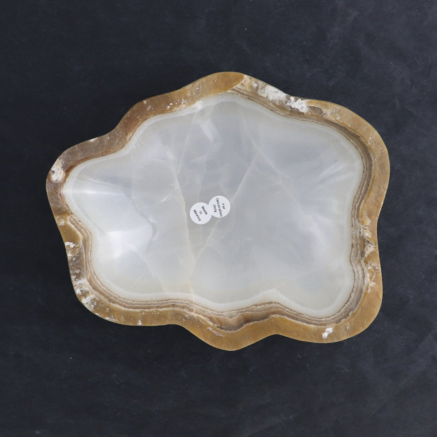 One Small Bowl Mexican Onyx/Calcite White Stone Edge