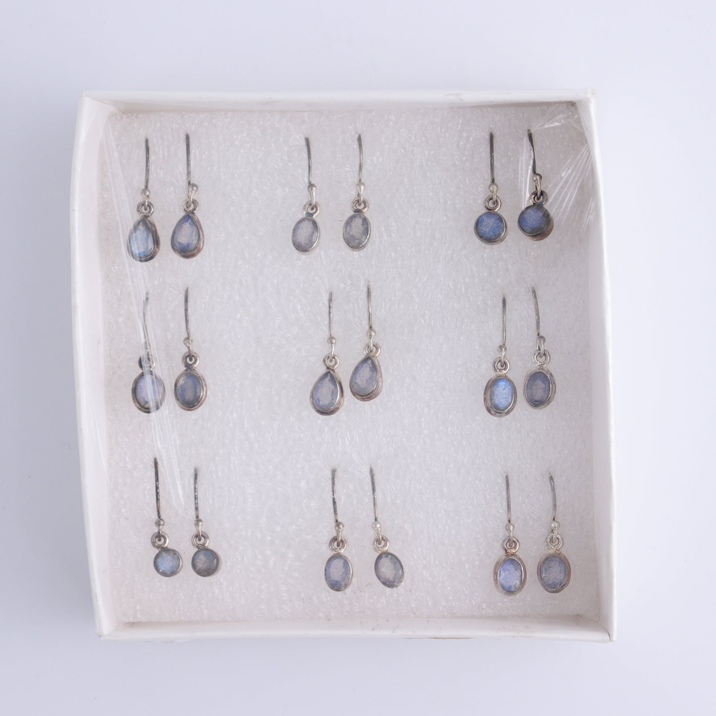 Labradorite Earrings Pairs of 9 - Expert Wholesale and Supplier of Wholesale Crystals & Bulk Gemstones, ["close_50","earrings","India","Labradorite","sterling silver"]