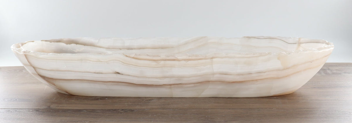 Mexican Onyx/Calcite Canoe Bowl 28"