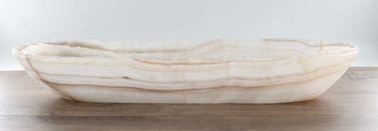 Mexican Onyx/Calcite Canoe Bowl 28"