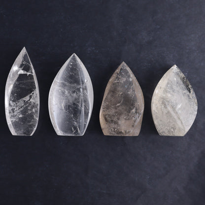 Imperfect Clear and Smoky Quartz Flames Set of 4 - Expert Wholesale and Supplier of Wholesale Crystals & Bulk Gemstones, ["Brazil","Clear Quartz","flames","Quartz"]