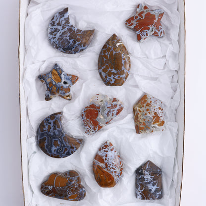 Brecciated Jasper Moons, Stars, Towers, Clouds, and Flames Set of 10 - Expert Wholesale and Supplier of Wholesale Crystals & Bulk Gemstones, ["Brecciated Jasper","Clouds","flames","Indonesia","moons","stars","Towers"]
