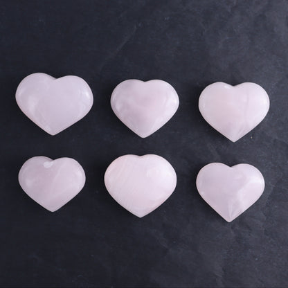 Pink Mangano Calcite Hearts Set of 6 - Expert Wholesale and Supplier of Wholesale Crystals & Bulk Gemstones, ["Pakistan","Pink Calcite"]