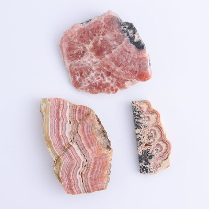 Rhodochrosite Slices Set of 3 - Expert Wholesale and Supplier of Wholesale Crystals & Bulk Gemstones, ["Argentina","Rhodochrosite","Slices and Slabs"]