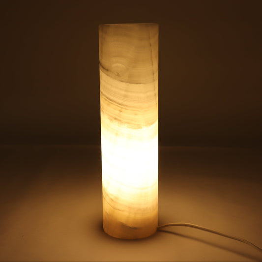 One 12" White Polished Top Onyx Lamp Blind