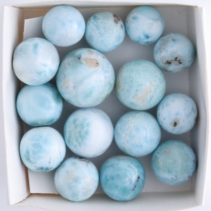 Larimar Spheres Set of 15 - Expert Wholesale and Supplier of Wholesale Crystals & Bulk Gemstones, ["Larimar","Spheres"]