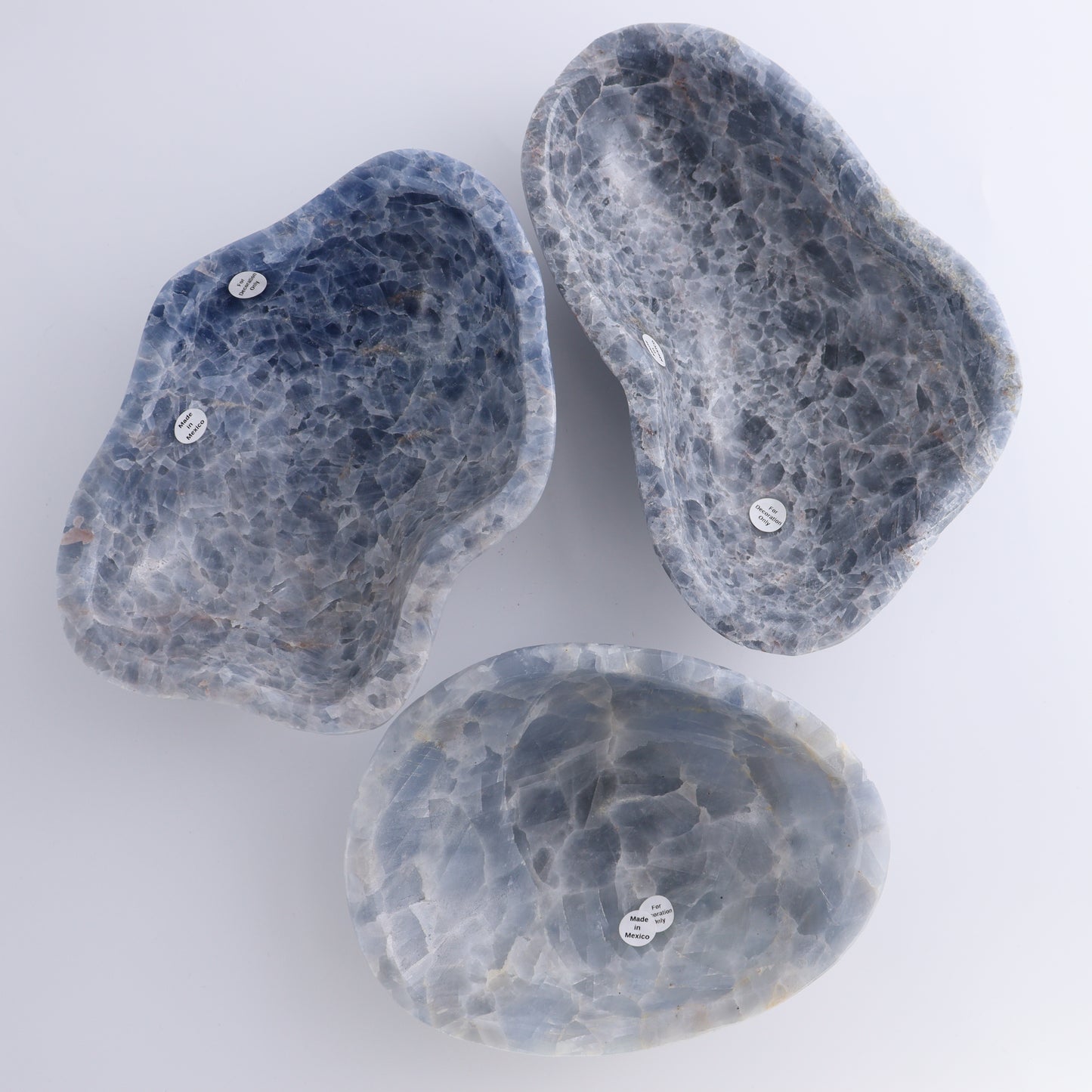 Blue Calcite Bowls Set of 3 - Expert Wholesale and Supplier of Wholesale Crystals & Bulk Gemstones, ["Blue Calcite","bowl","Bowls","Calcite","Mexico"]