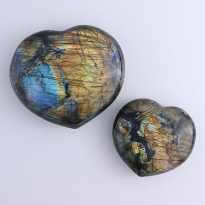 Labradorite Hearts Set of 2 - Expert Wholesale and Supplier of Wholesale Crystals & Bulk Gemstones, ["Hearts","Labradorite","Madagascar"]