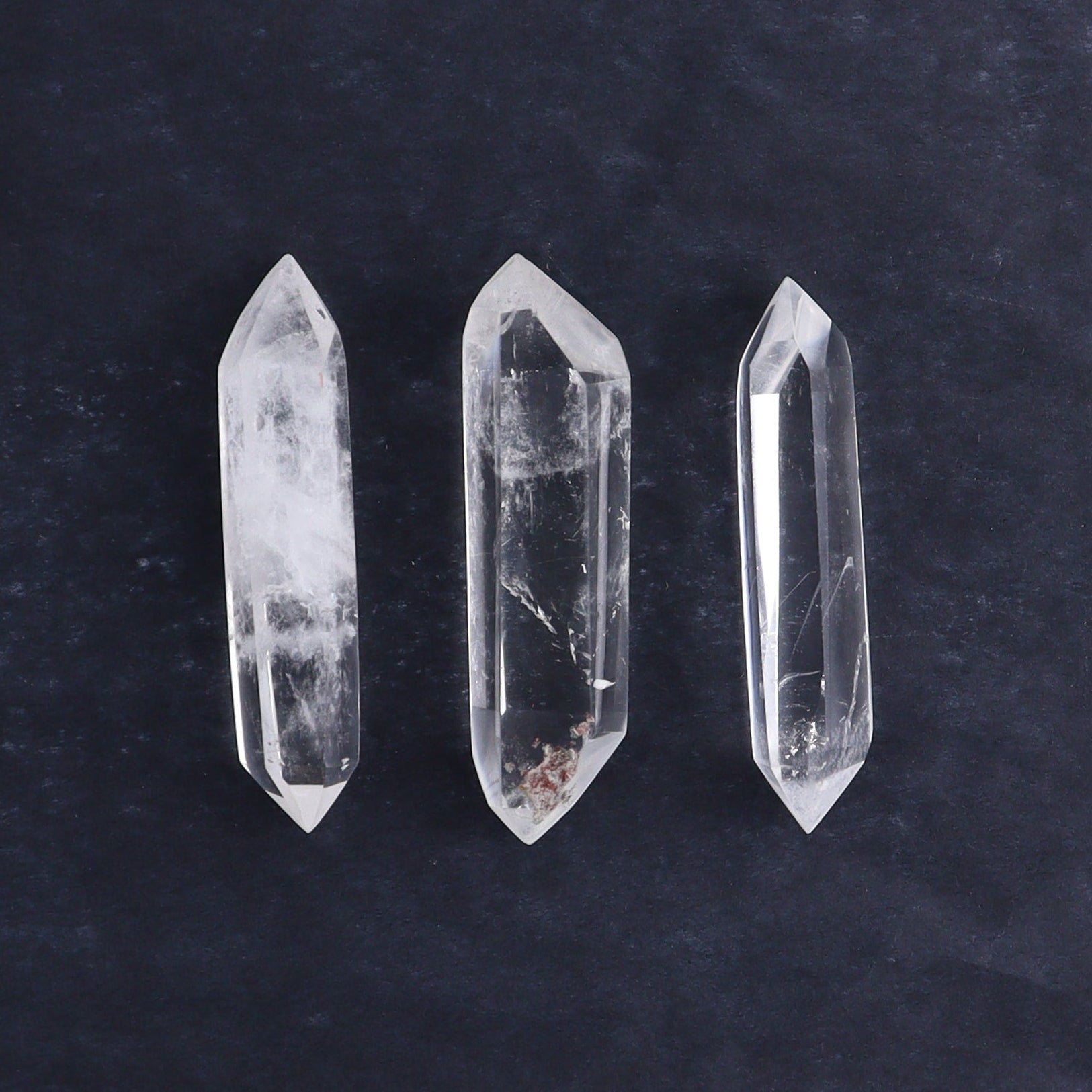 Quartz Faceted Double Points Set of 13 - Expert Wholesale and Supplier of Wholesale Crystals & Bulk Gemstones, ["Brazil","Clear Quartz","Mixed Carvings","Quartz"]