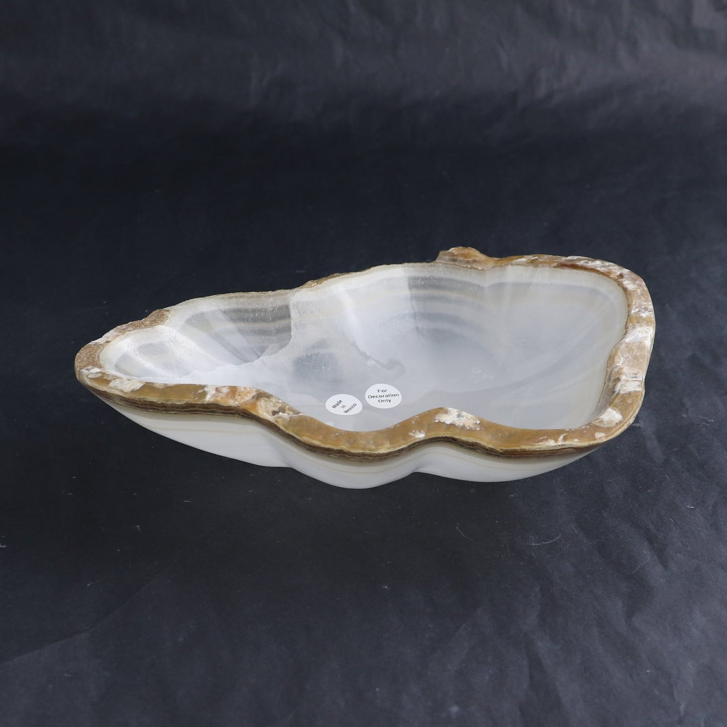 One Small Bowl Mexican Onyx/Calcite White Stone Edge